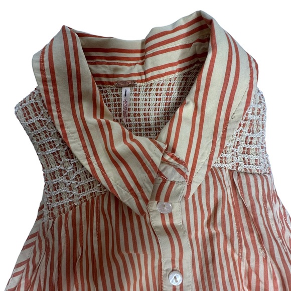NWOT Free People Be Real Striped Button front Ruffle Mini Dress xs - Picture 11 of 16
